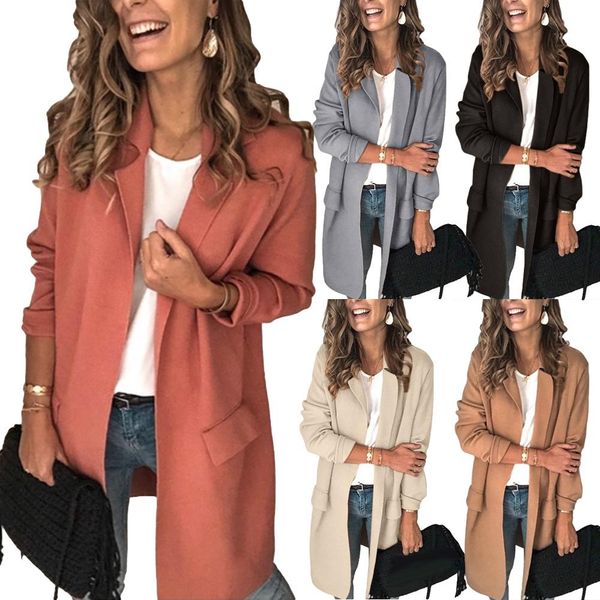 office lady autumn solid color lapel collar pockets decor blazer jacket casual autumn jacket blazer female, Black
office lady autumn solid color lapel collar pockets decor blazer jacket casual autumn jacket blazer female, Black