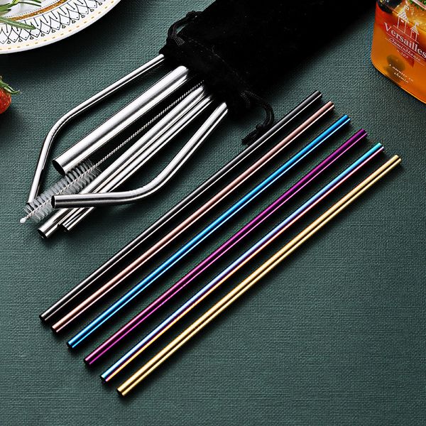 304 stainless steel straw colorful metal drinking straws bent straight bent reusable drinking straws party wedding bar tools 215*6mm
304 stainless steel straw colorful metal drinking straws bent straight bent reusable drinking straws party wedding bar tools 215*6mm