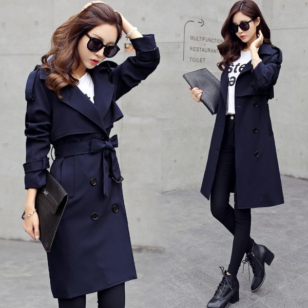 women's trench coats spring and autumn in the long section of british wind slim was whin fashion temperament color coat, Tan;black
women's trench coats spring and autumn in the long section of british wind slim was whin fashion temperament color coat, Tan;black