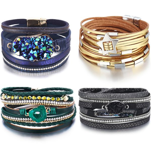 diezi 2020 new multilayer gem stone crystal wrap bracelets for women gift magnet buckle pu leather rhinestone bracelets bangles, Silver
diezi 2020 new multilayer gem stone crystal wrap bracelets for women gift magnet buckle pu leather rhinestone bracelets bangles, Silver