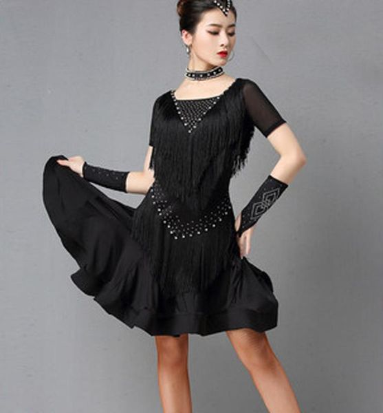 latin dance performance service professional black pool competition costume female 2020 new tassel dress, Black;red
latin dance performance service professional black pool competition costume female 2020 new tassel dress, Black;red