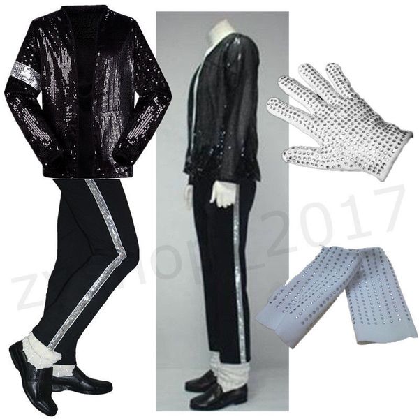 mj michael jackson billie jean suits sequin jacket+pants+glove+socks kids adults show black sequined pacthwork 4xs-2xl, Gray
mj michael jackson billie jean suits sequin jacket+pants+glove+socks kids adults show black sequined pacthwork 4xs-2xl, Gray