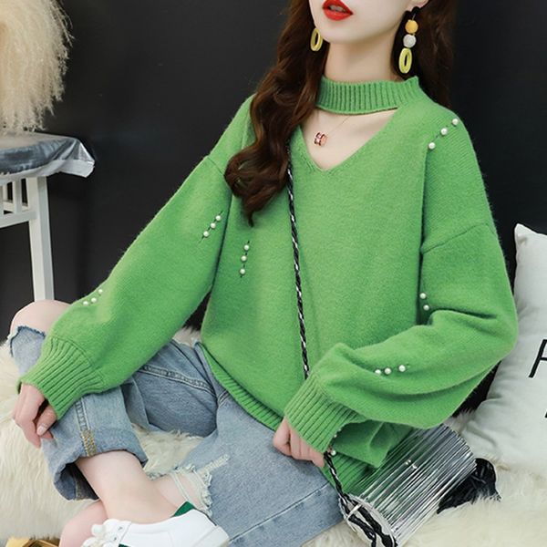 ladies loose casual sweaters solid color hollow beading sweater fashion chic round neck long sleeve women knit pullover, White;black
ladies loose casual sweaters solid color hollow beading sweater fashion chic round neck long sleeve women knit pullover, White;black