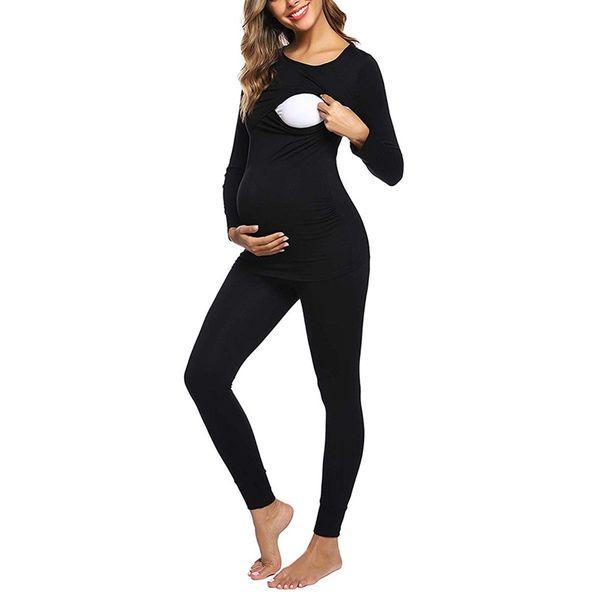 autumn women maternity solid colors long sleeve nursing breastfeeding pullover t-shirt +pants pajamas sleepwear set suit#g4, White
autumn women maternity solid colors long sleeve nursing breastfeeding pullover t-shirt +pants pajamas sleepwear set suit#g4, White