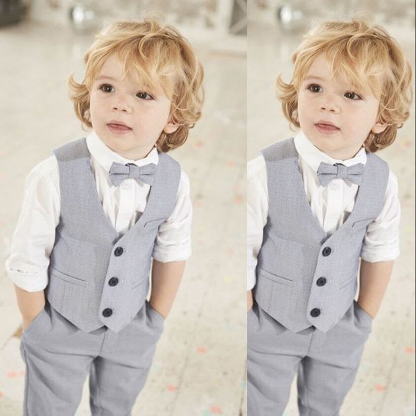new gray boys vest set for wedding party three button kids birthday wear suit vests two piece (jacket+pants+bow), Black
new gray boys vest set for wedding party three button kids birthday wear suit vests two piece (jacket+pants+bow), Black