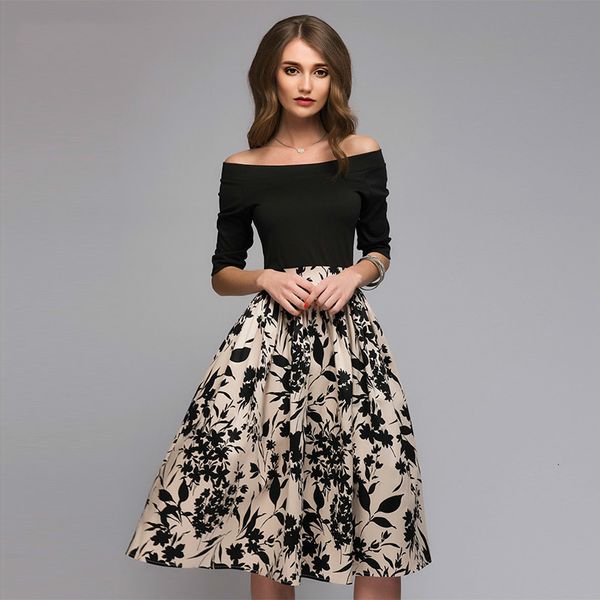 womens clothes party dresses summer spring floral printed patchwork dress vestidos female slash neck casual cap sleeve designer clothes, Black;gray
womens clothes party dresses summer spring floral printed patchwork dress vestidos female slash neck casual cap sleeve designer clothes, Black;gray