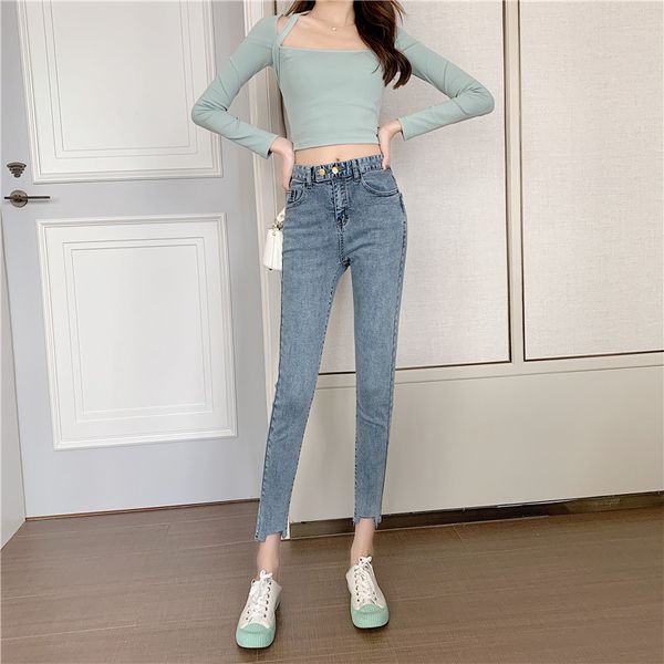 ead stretch jeans women 2020 spring new high waist was thin double buckle nine points feet pants fashion wild casual pants, Blue
ead stretch jeans women 2020 spring new high waist was thin double buckle nine points feet pants fashion wild casual pants, Blue