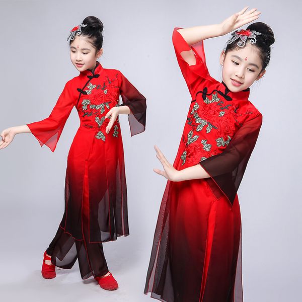 stage wear children hanfu classical dance yangko costumes ink girls practice clothes fan, Black;red
stage wear children hanfu classical dance yangko costumes ink girls practice clothes fan, Black;red