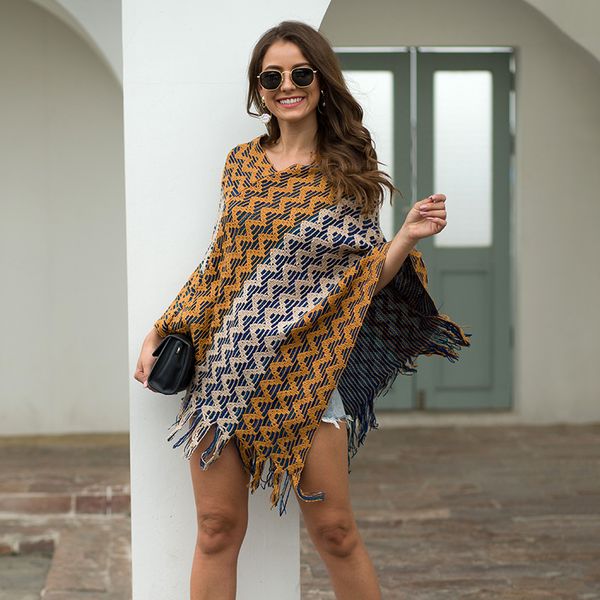 kalenmos autumn winter tassel sweaters cloaks women v-neck pullovers knit shawl outwears elegant splice print plaid cloaks wraps, Black
kalenmos autumn winter tassel sweaters cloaks women v-neck pullovers knit shawl outwears elegant splice print plaid cloaks wraps, Black