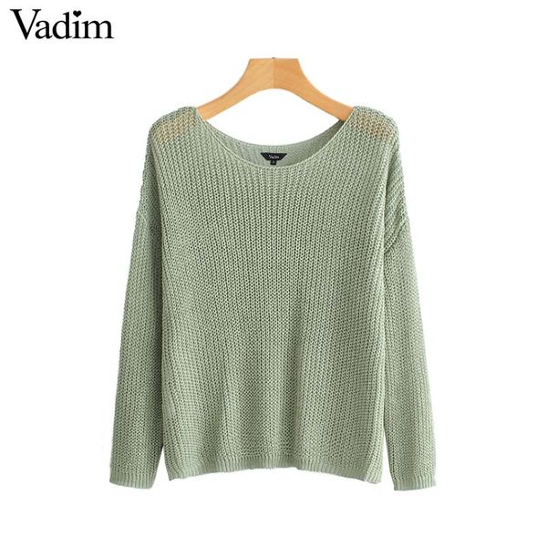 vadim women solid knitted v neck sweater long sleeve see through loose shirts female casual elegant blusas ha391, White;black
vadim women solid knitted v neck sweater long sleeve see through loose shirts female casual elegant blusas ha391, White;black