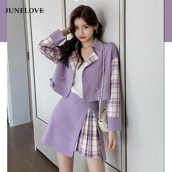 junelove ladies casual sets summer 2020 new feminino double breasted blazers + plaid mini skirt 2 piece sets streetwear suits, White;black
junelove ladies casual sets summer 2020 new feminino double breasted blazers + plaid mini skirt 2 piece sets streetwear suits, White;black