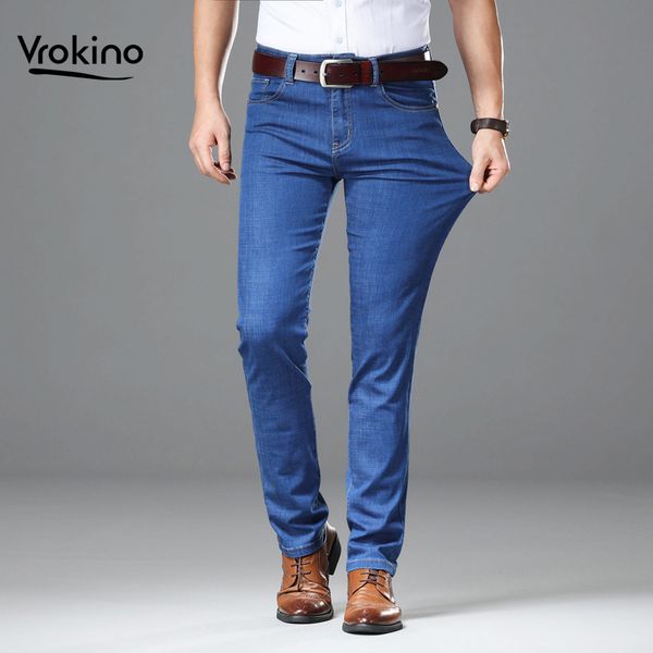 2019 new men's spring and autumn jeans men's business casual stretch straight slim jeans search summer thin trousers, Blue
2019 new men's spring and autumn jeans men's business casual stretch straight slim jeans search summer thin trousers, Blue