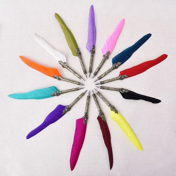 13 colors optional vintage handmade feather quill dip fountain pen with ink english calligraphy writing stationery wedding gift
13 colors optional vintage handmade feather quill dip fountain pen with ink english calligraphy writing stationery wedding gift