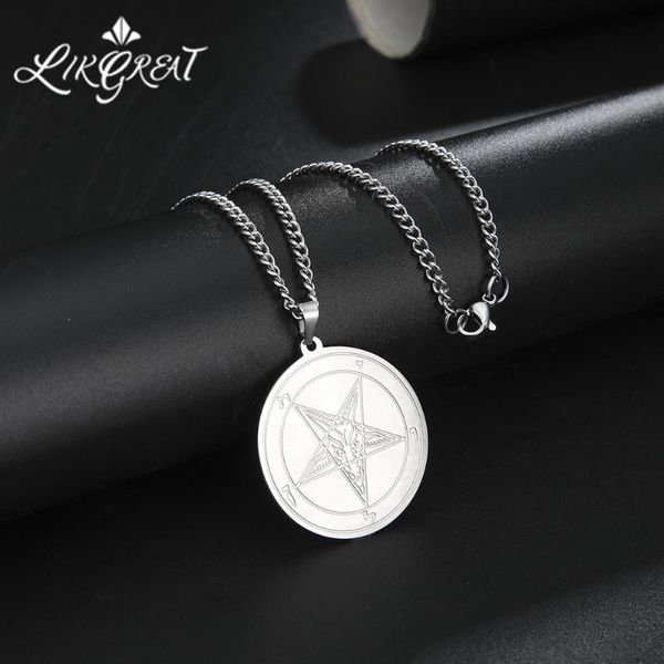 likgreat stainless steel pendant necklace for men pentagram baphomet pendant satanic amulet kabbalah talisman fashion jewelry, Silver
likgreat stainless steel pendant necklace for men pentagram baphomet pendant satanic amulet kabbalah talisman fashion jewelry, Silver