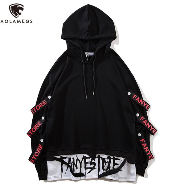 aolamegs autumn hoodies men hooded fake 2 pieces ribbons sweatshirt hip hop rock hipster pullover fashion oversized streetwear, Black
aolamegs autumn hoodies men hooded fake 2 pieces ribbons sweatshirt hip hop rock hipster pullover fashion oversized streetwear, Black