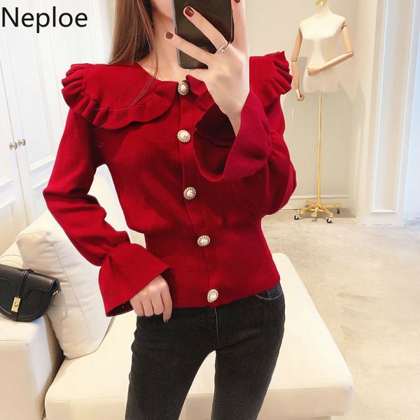 neploe peter pan collar solid sweaters women sweet single breasted cardigan korean 2020 spring slim waist female 1a506, White
neploe peter pan collar solid sweaters women sweet single breasted cardigan korean 2020 spring slim waist female 1a506, White
