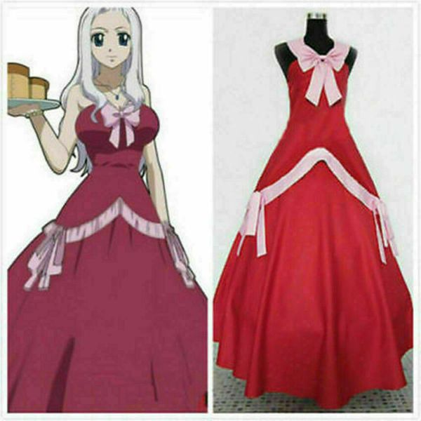 anime fairy tail mirajane strauss party dress cosplay costume, Black;red