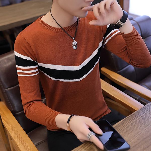 2018 o neck knitted slim fit pullover mens new men's korean version sweater long sleeved sweater, White;black
2018 o neck knitted slim fit pullover mens new men's korean version sweater long sleeved sweater, White;black