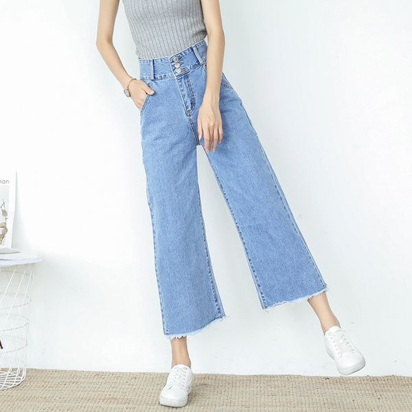 

retro high waisted wide leg jeans denim pants baggy boyfriend jeans for women femme push up straight ankle loose denim trousers, Blue