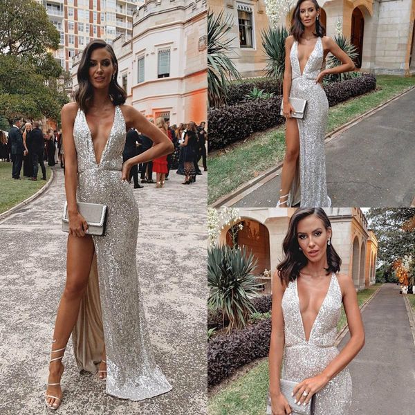 2019 silver evening dresses sequins deep v neck high split bling prom dress robes de soirée mermaid formal party gowns
2019 silver evening dresses sequins deep v neck high split bling prom dress robes de soirée mermaid formal party gowns