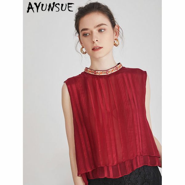 ayunsue summer real silk crop women clothes 2019 casual vintage embroidery mesh female t-shirt sleeveless red tank lw483, White
ayunsue summer real silk crop women clothes 2019 casual vintage embroidery mesh female t-shirt sleeveless red tank lw483, White