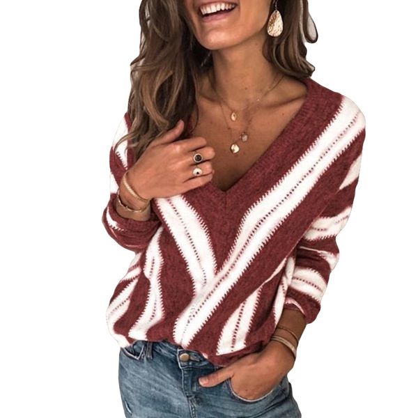 autumn winter sweaters women long sleeve striped knitted pullover women casual v neck sweater jumper knitwear, White;black
autumn winter sweaters women long sleeve striped knitted pullover women casual v neck sweater jumper knitwear, White;black