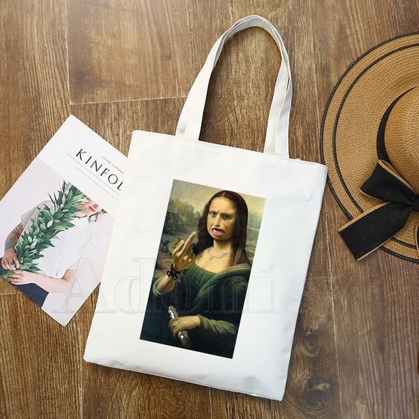 mona lisa women female foldable canvas shoulder bag canvas tote eco shopping bag tote casual handbag daily use
mona lisa women female foldable canvas shoulder bag canvas tote eco shopping bag tote casual handbag daily use
