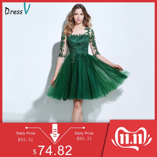 dressv scoop neck a-line cocktail dress green appliques 3/4 length sleeves button knee-length cocktail dress formal party, White;black
dressv scoop neck a-line cocktail dress green appliques 3/4 length sleeves button knee-length cocktail dress formal party, White;black