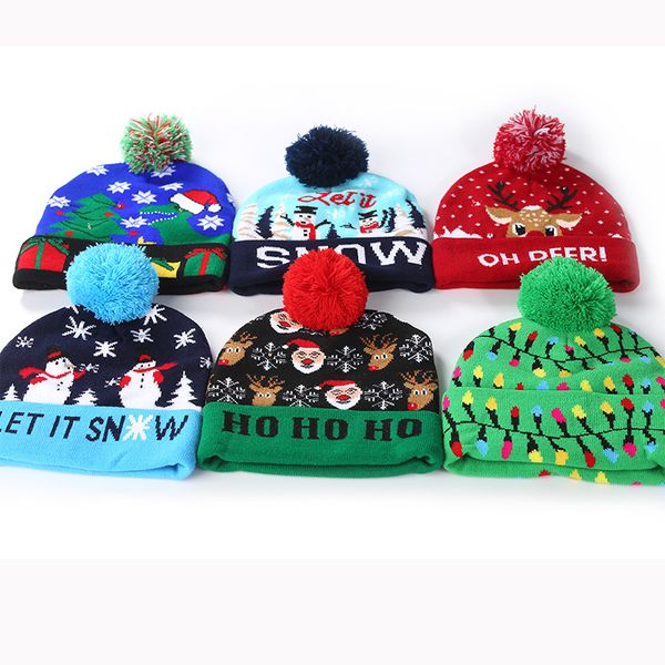 novelty cute led christmas knitted hat fashion xmas light-up hats outdoor light pompon ball ski cap 6 colors
novelty cute led christmas knitted hat fashion xmas light-up hats outdoor light pompon ball ski cap 6 colors