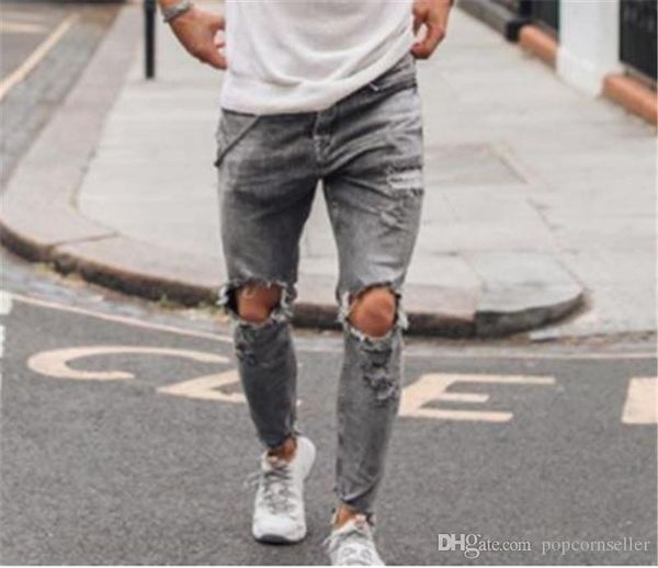 mens designer jeans selling ripped knees and grey legs popular pants small leg jeans males apparel, Blue
mens designer jeans selling ripped knees and grey legs popular pants small leg jeans males apparel, Blue