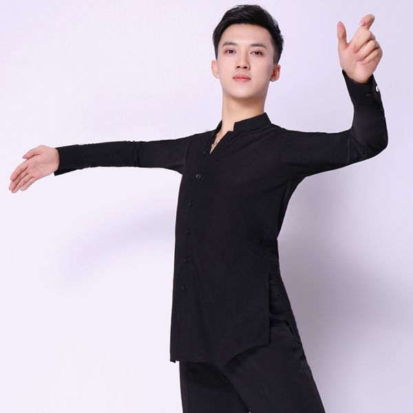 h2618 men latin dance male samba modern dance professional performance practice competition long sleeve fashion shirt, Black;red
h2618 men latin dance male samba modern dance professional performance practice competition long sleeve fashion shirt, Black;red