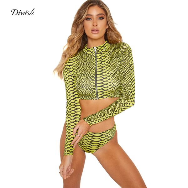 diwish long sleeve swimsuit women rash guard 2019 snake print bikini modest zipper bathing suit women two piece swimsuit, White;black
diwish long sleeve swimsuit women rash guard 2019 snake print bikini modest zipper bathing suit women two piece swimsuit, White;black