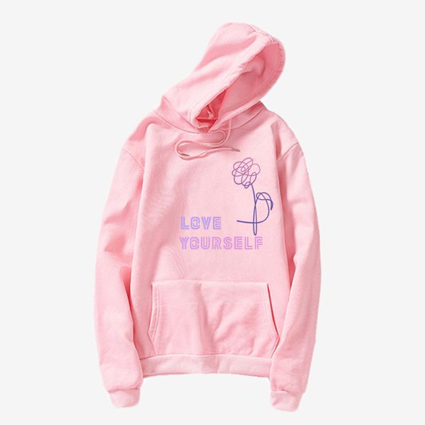 

love yourself kpop hoodies enjoy loving your own kpop ladies hoodie bangtan boy with hat sweatshirt love yourself sweatshirt, Black