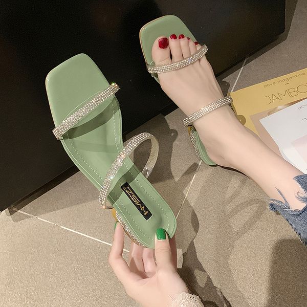 slippers female summer wear fashion wild new roman rhinestone lazy middle with thick with green word sandals women shoes, Black
slippers female summer wear fashion wild new roman rhinestone lazy middle with thick with green word sandals women shoes, Black