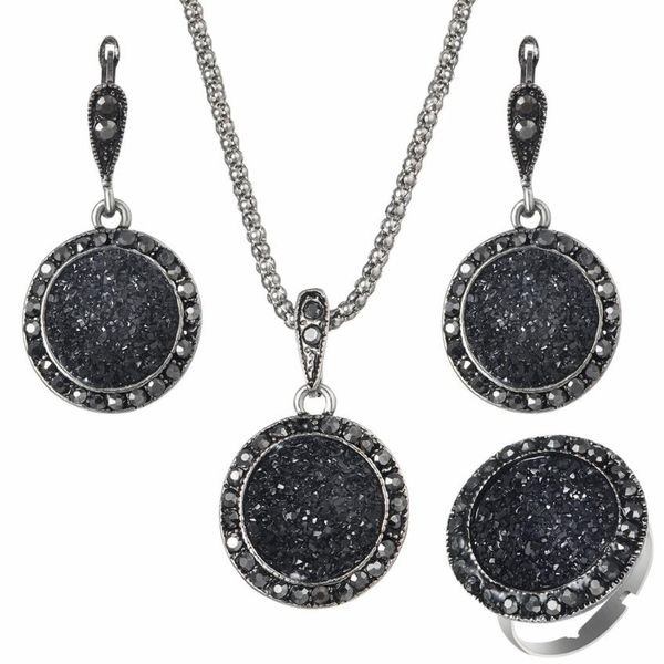 vintage crystal round jewelry for women charm necklace earrings rings sets color black fashion party earring jewelry new arrival 1set=4pcs, Silver
vintage crystal round jewelry for women charm necklace earrings rings sets color black fashion party earring jewelry new arrival 1set=4pcs, Silver