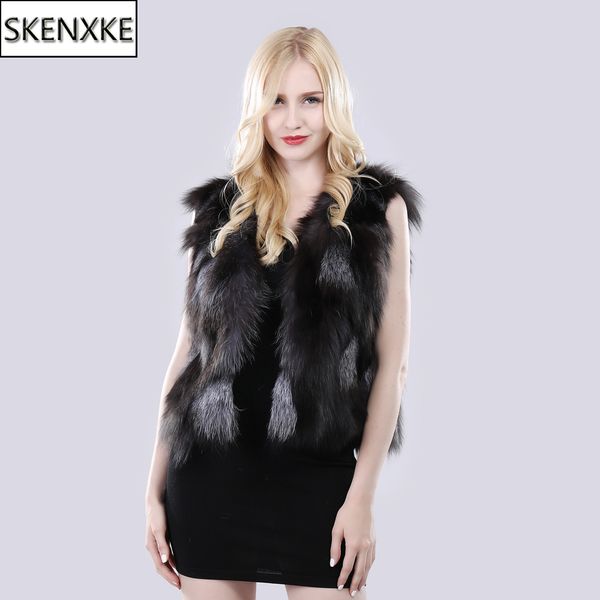 women autumn winter 100% genuine silver fur vest natural soft fur gilet lady warm real sleeveless coat, Black
women autumn winter 100% genuine silver fur vest natural soft fur gilet lady warm real sleeveless coat, Black