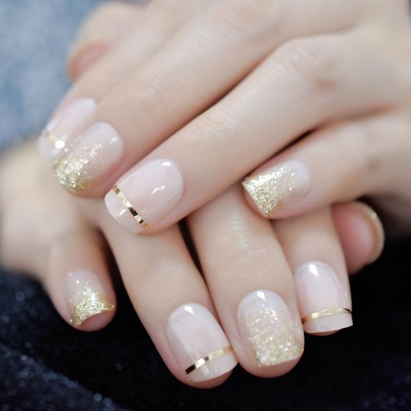 uv gel cover false nails gold glitter nude ladi's press on fingernails short with adhesive tabs perfect for daily, Red;gold
uv gel cover false nails gold glitter nude ladi's press on fingernails short with adhesive tabs perfect for daily, Red;gold
