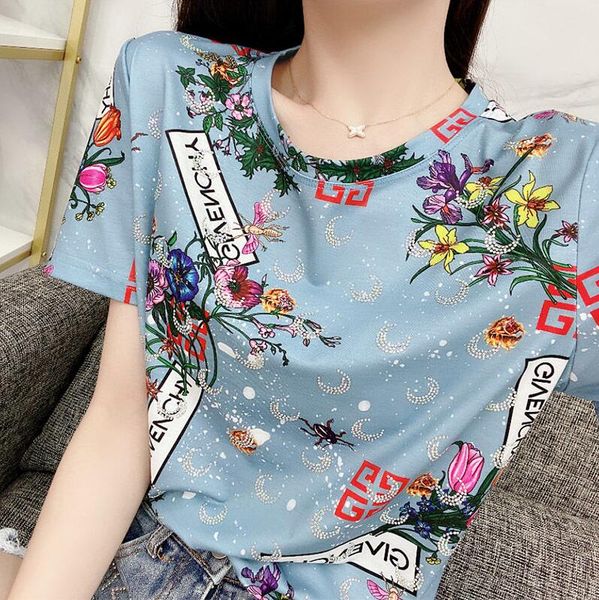 2020 the new summer women's luxury short sleeves personalized color fashion t-shirts of shipping, White
2020 the new summer women's luxury short sleeves personalized color fashion t-shirts of shipping, White