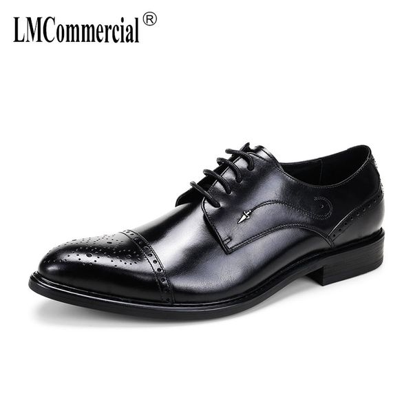 

men formal shoes cowhide brock carved wedding shoes mens business men dress summer oxfords spring autumn british, Black