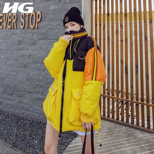 hg korean style plus size parka women contrast color big pocket winter coat women standing collar streetwear thick warm xj2171, Black
hg korean style plus size parka women contrast color big pocket winter coat women standing collar streetwear thick warm xj2171, Black