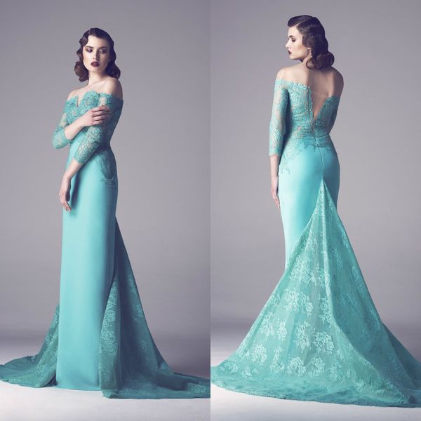 selling mermaid prom dresses off shoulder lace long sleeve floor length fadwa baalbaki evening dresses backless formal party gowns, Black
selling mermaid prom dresses off shoulder lace long sleeve floor length fadwa baalbaki evening dresses backless formal party gowns, Black