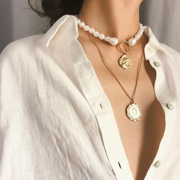 women's 2 layer cameo pendant necklace with simulated baroque pearl chain necklace wholesale collier femme, Silver
women's 2 layer cameo pendant necklace with simulated baroque pearl chain necklace wholesale collier femme, Silver