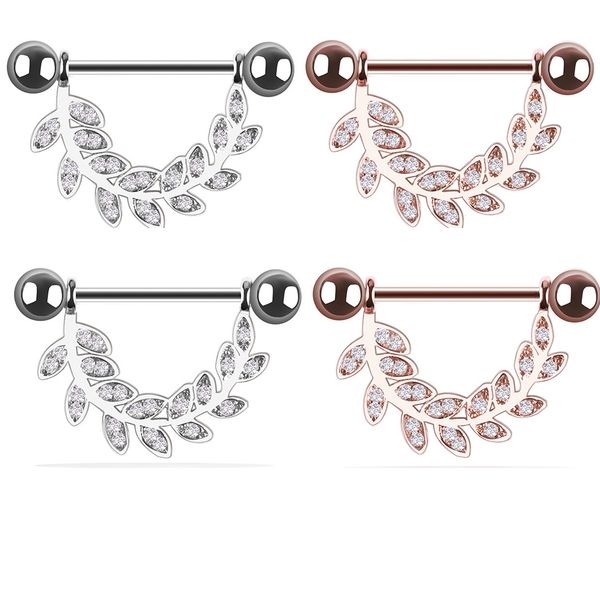 gold leaf-studded stainless steel breast ring pierced female nipple shield body piercing ring body jewelry as a pair for sale, Silver
gold leaf-studded stainless steel breast ring pierced female nipple shield body piercing ring body jewelry as a pair for sale, Silver