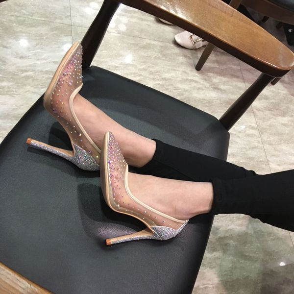 banquet female high-heeled shoes high heel with shallow mouth pointed thin mesh hollow out diamond single shoes, Black
banquet female high-heeled shoes high heel with shallow mouth pointed thin mesh hollow out diamond single shoes, Black