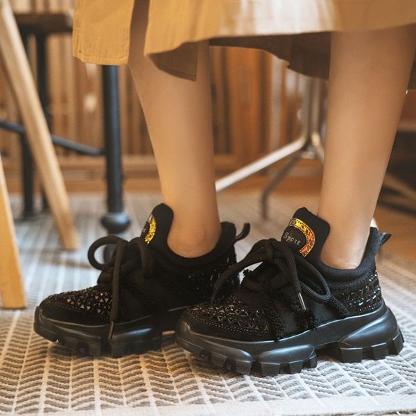 new spring autumn fashion girl sport daddy shoes women casual shoes platform diamond genuine leather round toe high qualtiy us size 5-8.5, Black
new spring autumn fashion girl sport daddy shoes women casual shoes platform diamond genuine leather round toe high qualtiy us size 5-8.5, Black