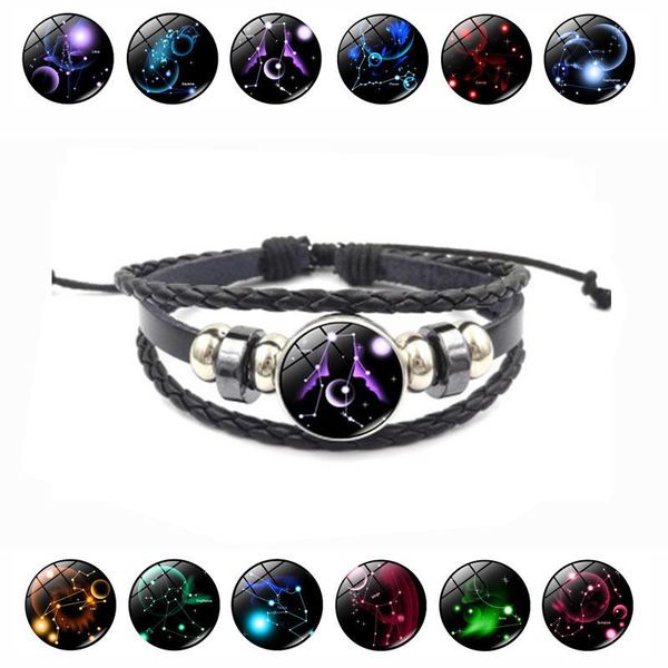 twelve constellations multi-layer woven starry sky retro punk leather bracelet european american fashion popular men women jewelry gifts, Golden;silver
twelve constellations multi-layer woven starry sky retro punk leather bracelet european american fashion popular men women jewelry gifts, Golden;silver
