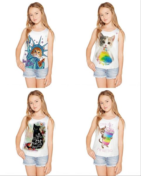 cute cat o-neck girls vest new style 3d print t-shirt summer children lovely design letter a little back cat, Blue
cute cat o-neck girls vest new style 3d print t-shirt summer children lovely design letter a little back cat, Blue