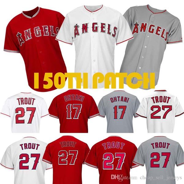 27 Mike Trout Los Angeles Baseball Jerseys Angels 17 Shohei Ohtani 150th patch Embroidery Logos
27 Mike Trout Los Angeles Baseball Jerseys Angels 17 Shohei Ohtani 150th patch Embroidery Logos