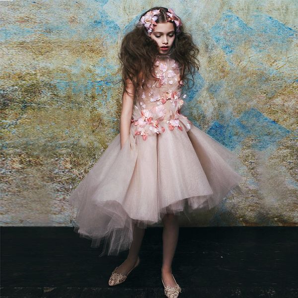 stunning high low little girls pageant dresses 3d appliqued a line high neck flower girl dress for wedding tulle first communion gowns, White;red
stunning high low little girls pageant dresses 3d appliqued a line high neck flower girl dress for wedding tulle first communion gowns, White;red
