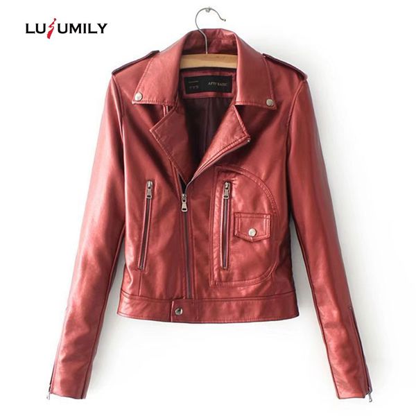 lusumily moto biker jacket lady slim turn down collar zipper pu faux women leather jackets spring autumn white punk short coats, Black
lusumily moto biker jacket lady slim turn down collar zipper pu faux women leather jackets spring autumn white punk short coats, Black